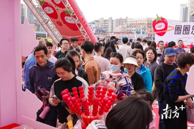  冰糖圣女果展位前人頭攢動。